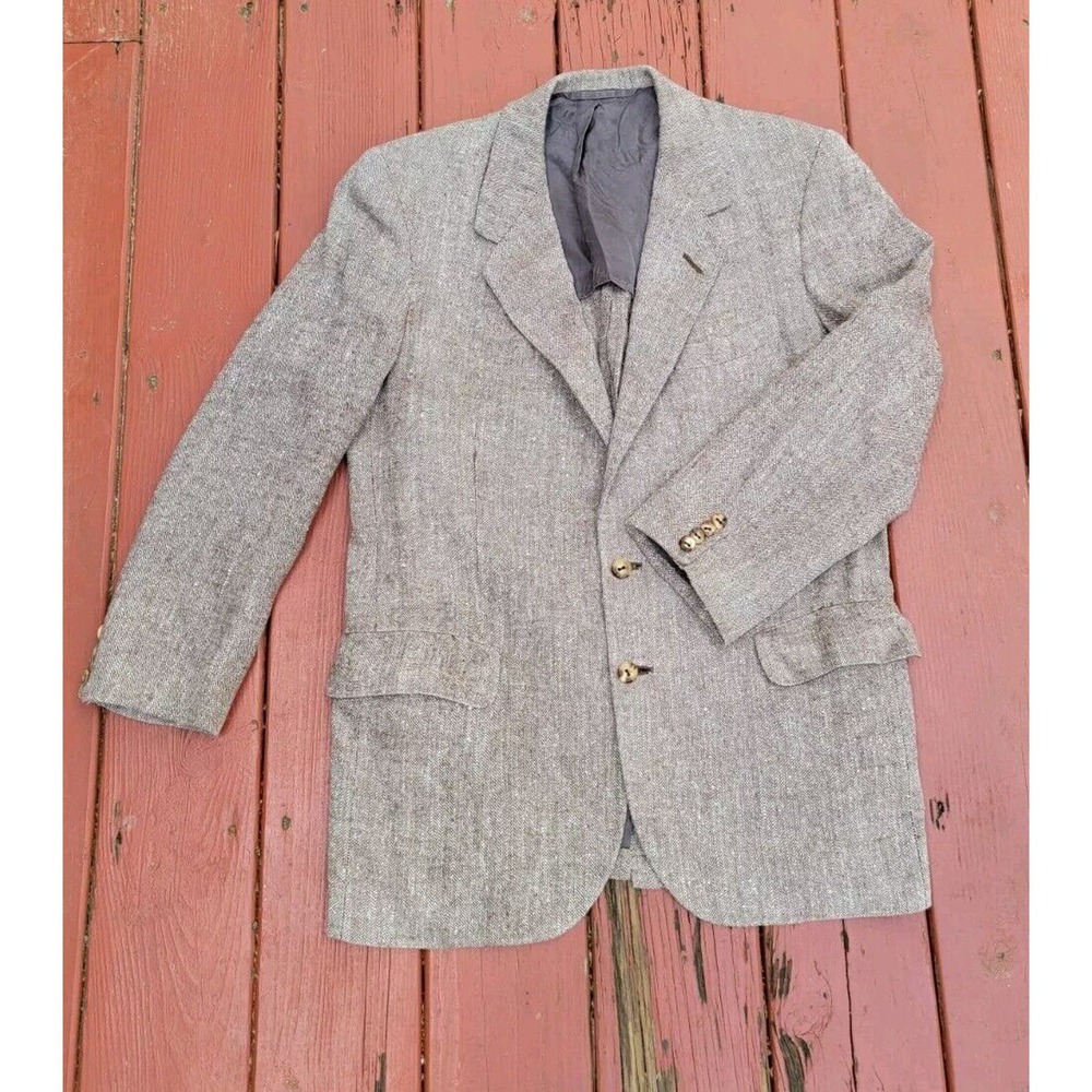 Oxxford Clothes Brown 100% Silk Woven Mens Blazer Size 41R Bespoke